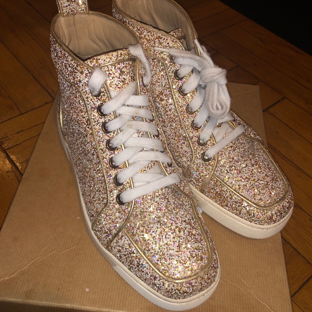 Christian Louboutin Gold Multi Glitter Sneakers